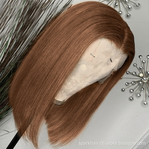 Wholesale Colored Bob Human Hair Wigs, Hd Lace Front Wig, Chocolate Brown Orange Pink Purple Colorful Human Hair For Black Women